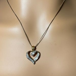 Sterling Silver Faux Diamond Heart Necklace